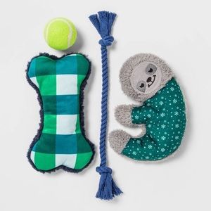 Sloth Dog Toy Stocking - Green - M/L - 4pk nwt
